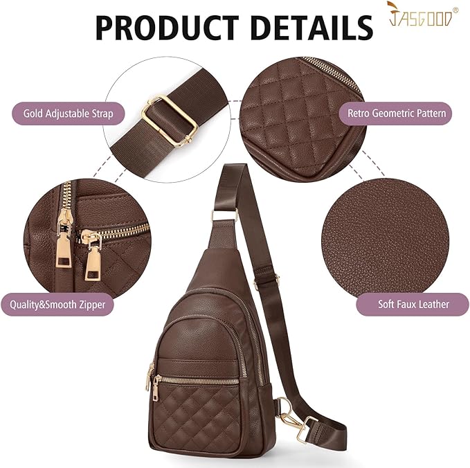 Sling Bag for Women Crossbody Leather Fanny Packs Chest Bag Fashion Sling Backpack Travel JASGOOD