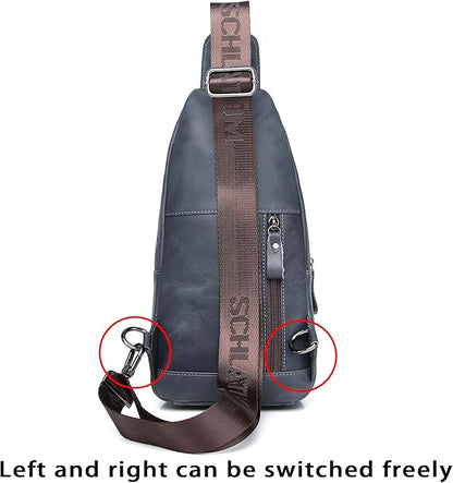 LUKZIJAES Genuine Leather Sling Bag for Men