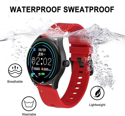 BISONSTRAP Silicone Watch Bands, Slim Watch Straps with Quick Release, 22mm, Red with Black Buckle