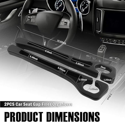 Car Seat Gap Filler 2 Pack,2026 Upgraded Car Seat Gap Filler Organizer with 2-Slot Storage & Phone Holder,Multifunctional in Between Cars Seats Catcher for Gaps 1.1-1.4" Wide