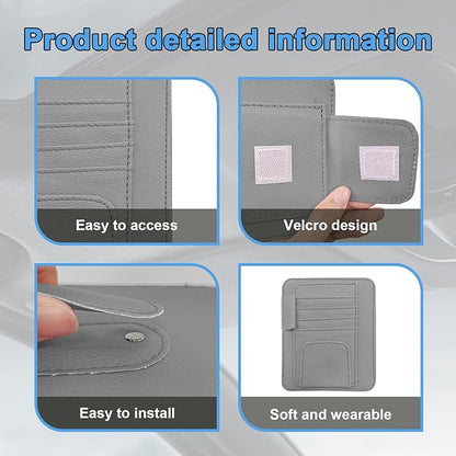 Augeny Car Sun Visor Organizer, Small Auto Visor Organizer and Storage, Registration and Document Holder, Vehicle Accessories for Sunglasses, Document, Card, Pen, Driver License (Gray)