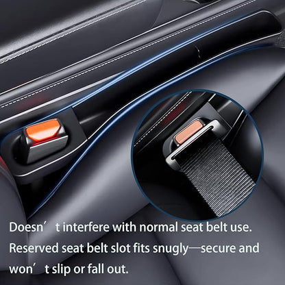 Car Seat Gap Filler Organizer for Tesla Model Y Juniper & Model 3 Highland, TPE Seat Gap Plug with Storage Slot, Seat Belt Slot, No-Drop, Black, 2-Pack