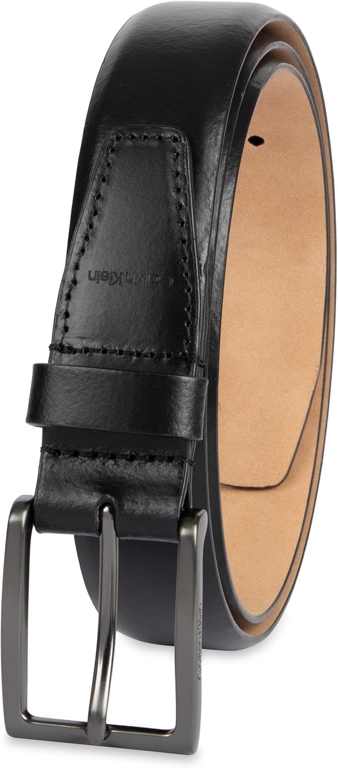 Calvin Klein Men's Leather Dress Belt - Sleek Modern Style for Business & Everyday Wear