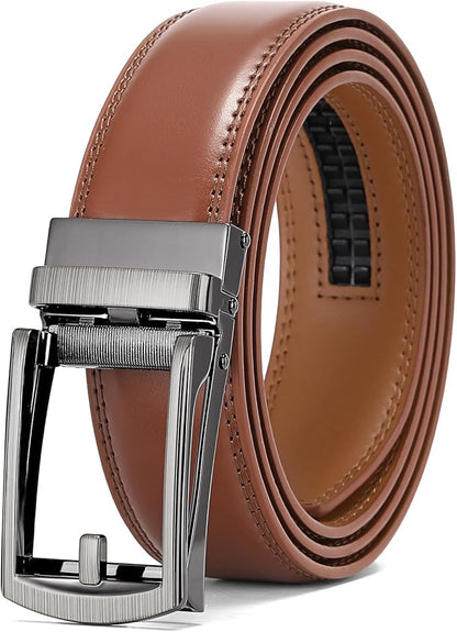 SENDEFN Men's Leather Dress Casual Belt 1 3/8" Automatic Adjustable Click Buckle Belts with Gift Box
