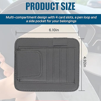 Car Sun Visor Organizer, Multi Pocket Small Vehicle Document Holder for Card Pen, Sunglasses Holder, Auto Interior Accessories Pocket Organizer for Car Truck SUV (Gray)