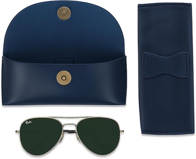 Leather Sunglasses Case Genuine Eyeglass Holder Reading Glasses Protector Vintage Eyewear Storage for Men and Women