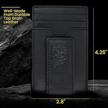 BULL GUARD Magnetic Money Clip Men's Wallet Crafted from Genuine Leather, Slim Front Pocket Minimalist Card Case RFID Secure | Magnetic Money Clip, Slim, Front Pocket, Minimalist, Card Case