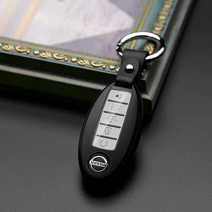 Compatible with Nissan Key Fob Cover Altima Maxima Rogue Armada Pathfinder Compatible with Infiniti Key Fob Cover Black TPU Protector Car Key Chain Holder Case Accessories