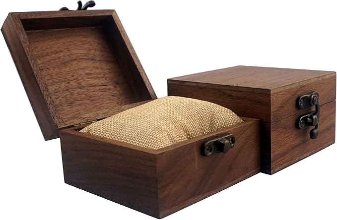 2PCS/PACK Walnut Wood Box for Crafts, Jewelry Box and Watch Box Wooden Keepsake Box Gift (Walnut Box-2PCS/PACK)