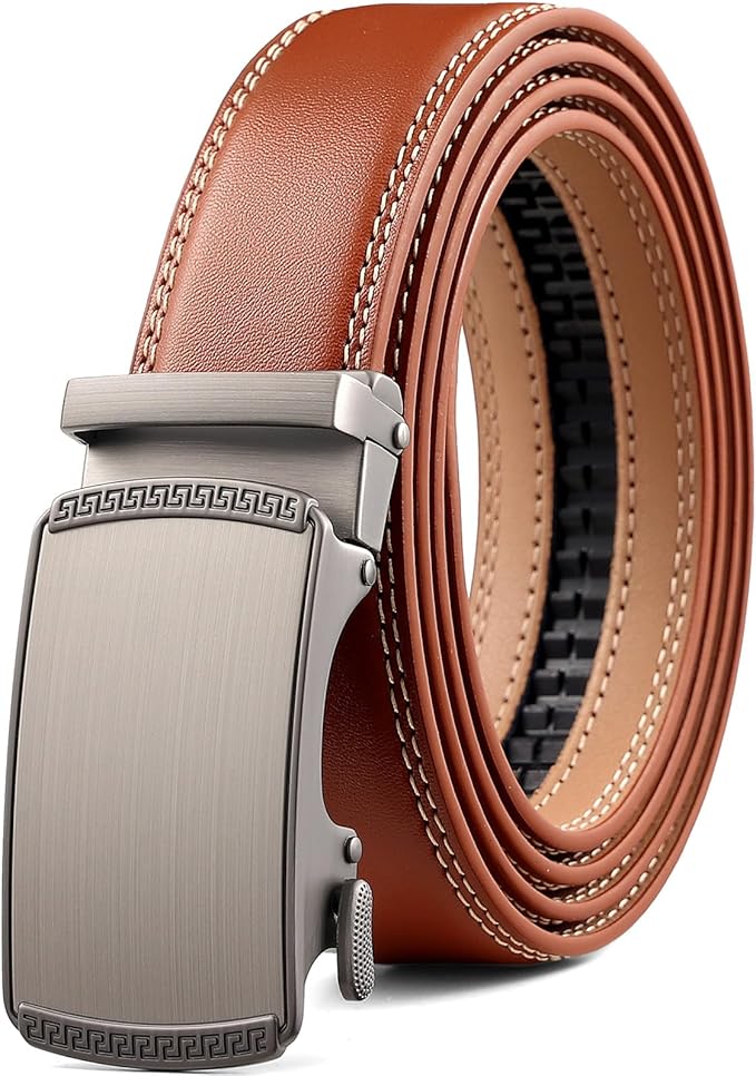 Founders & C Ratchet Belts for Men-Black/Brown Belt Leather 1 3/8" for Casual Dress-Micro Adjustable Belt
