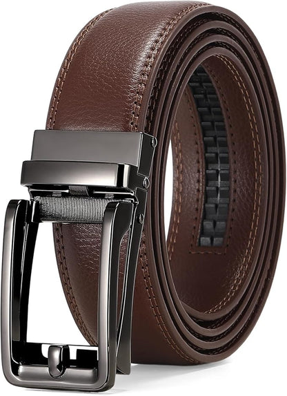 SENDEFN Men's Leather Dress Casual Belt 1 3/8" Automatic Adjustable Click Buckle Belts with Gift Box