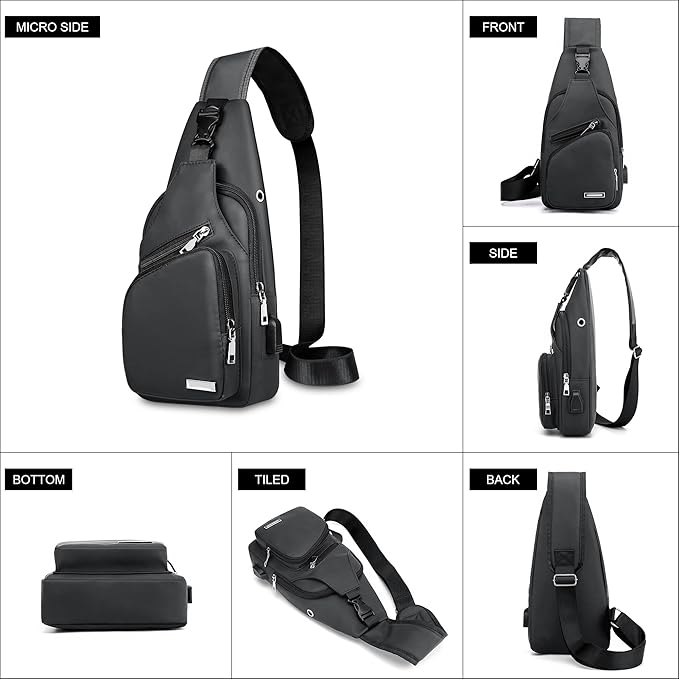 Waterproof Sling Bag Crossbody Backpack for Men Women Sling Backpack Hiking Daypack Multipurpose Cross Body Chest Bag