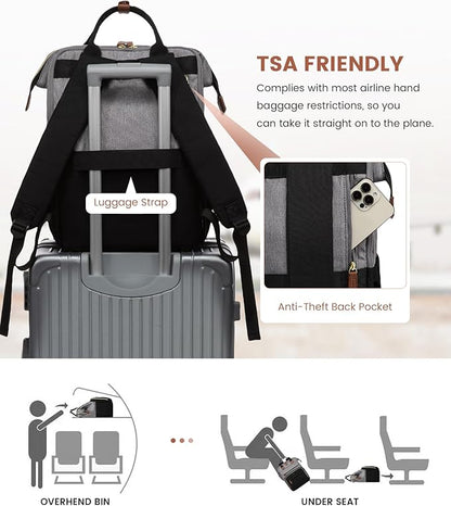 LOVEVOOK Laptop Backpack for Women, 15.6'' Waterproof Nurse Bag Teacher Work Backpack Purse for Women, Travel Computer Backpack for College Office Business Ladies