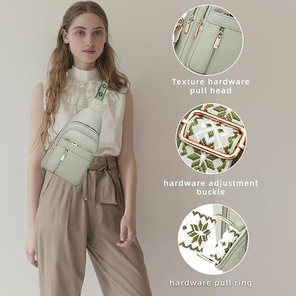 Leather Sling Bag for Women,Travel Small Sling Bag Crossbody Bags for Women-Vegan Leather Fanny Pack Crossbody Bags