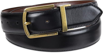 Tommy Hilfiger Men's Reversible Leather Belt, 2‑in‑1 Design for Dress Or Casual Wear