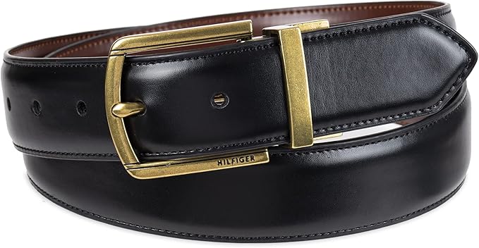 Tommy Hilfiger Men's Reversible Leather Belt, 2‑in‑1 Design for Dress Or Casual Wear