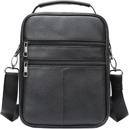 Hebetag Small Leather Sling Shoulder Bag Messenger Pack for Men Women Outdoor Travel Business