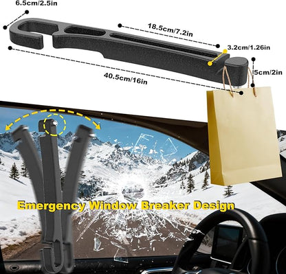 Car Seat Gap Filler 2 Pack with Organizer Hook Function & Car Glass Breaker,Prevents Small Items Tools from Falling Gap Stopper Seat Side Gap Filler for All Cars