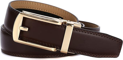 Tonywell Mens Leather Ratchet Belts with Click Buckle Perfect Fit Dress Belt 30mm Wide