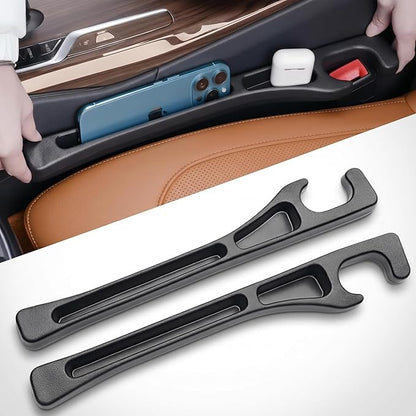 2 Pack Car Seat Gap Organizer, Seat Gap Filler Plug for Cars, SUVs & Trucks – Prevents Lost Items, Great for Rideshare, Daily Commute & Long Trips, Universal Fit PU Leather, Black