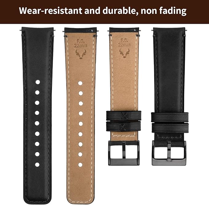 Fullmosa Watch Bands,18mm 19mm 20mm 22mm 24mm 26mm Quick Release Leather Watch Band Strap - Burnished Leather Watch Band Vintage Wristband