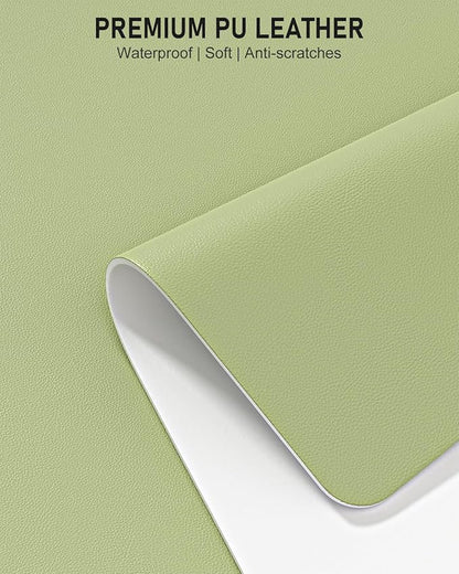Desk Pad, 35.5" x 17" PU Leather Non-Slip Desk Mat Large Mouse Pad for Desktop, Waterproof Laptop Computer Writing Mat for Office, Home, Work, Gaming, Green