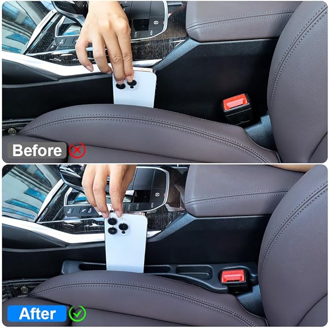 2PCS Car Seat Gap Filler,Anti-Drop Car Seat Crack Organizer,Prevent Items Falling Between Seats - Flexible & Durable for Universal Vehicles,Car Interior Accessories(Black)