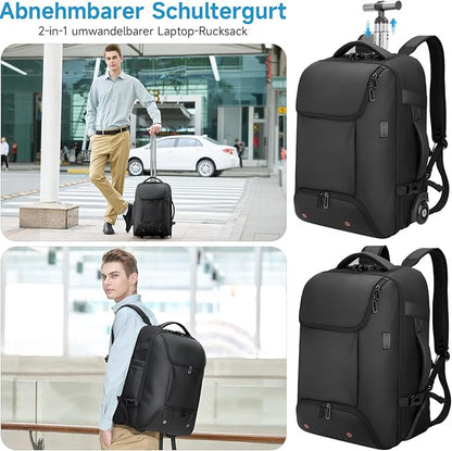 Rolling Backpack,travel backpack with wheels,Water Resistant carry on luggage with USB C Ports,Anti-Theft,wheeled backpack for travel,Business and Commuting