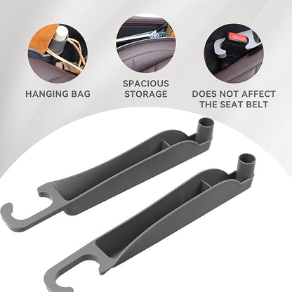 2PCS Car Seat Gap Filler Organizer, Multifunctional Seat Side Gap Filler Between Seat and Console, with Organizer & Hook Function for Avoiding Dropped Items, Universal Fits (Gray)