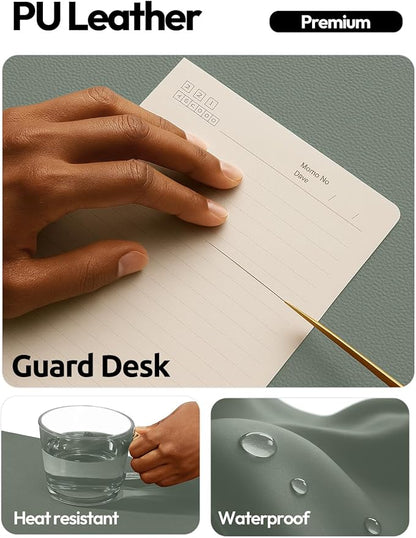 YSAGi Leather Desk Protector, Office Mat, Large Mouse Mat, Non-Slip PU Leather Blotter, Laptop Desk Pad, Waterproof Writing Pad for Office and Home (Dark Green, 35.4" x 17")