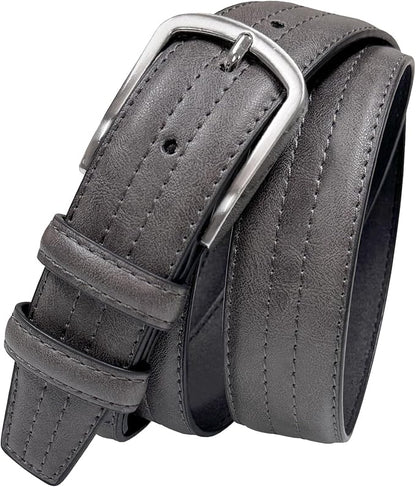 Men's Vegan Faux Leather Belt Classic Work Business Dress Belt 1-3/8"(35mm) wide