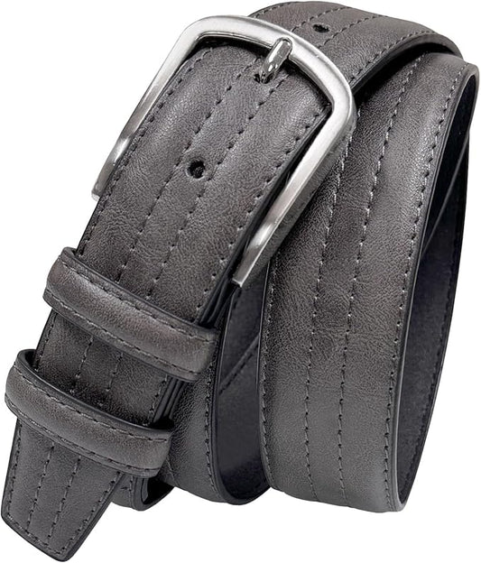 Men's Vegan Faux Leather Belt Classic Work Business Dress Belt 1-3/8"(35mm) wide