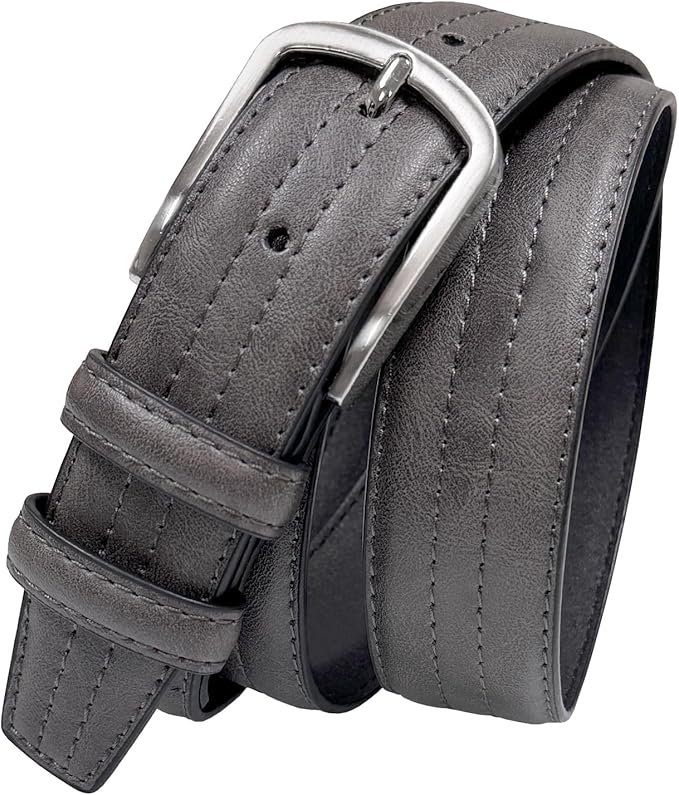 Men's Vegan Faux Leather Belt Classic Work Business Dress Belt 1-3/8"(35mm) wide