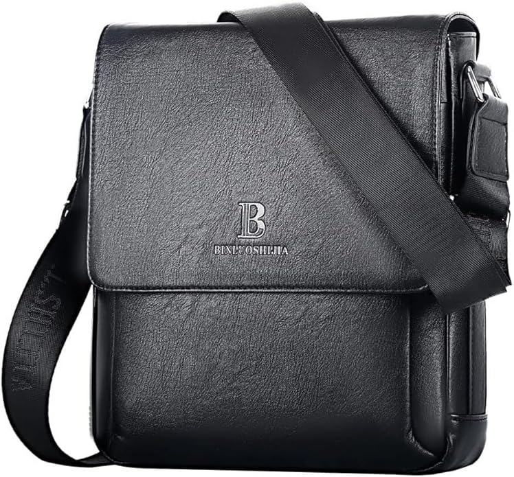 Leathario Men's Crossbody Bag, Vegan Leather, Shoulder Purse Side Sling Satchel, Small Messenger for Travel Work Daily