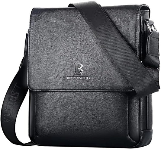 Leathario Men's Crossbody Bag, Vegan Leather, Shoulder Purse Side Sling Satchel, Small Messenger for Travel Work Daily
