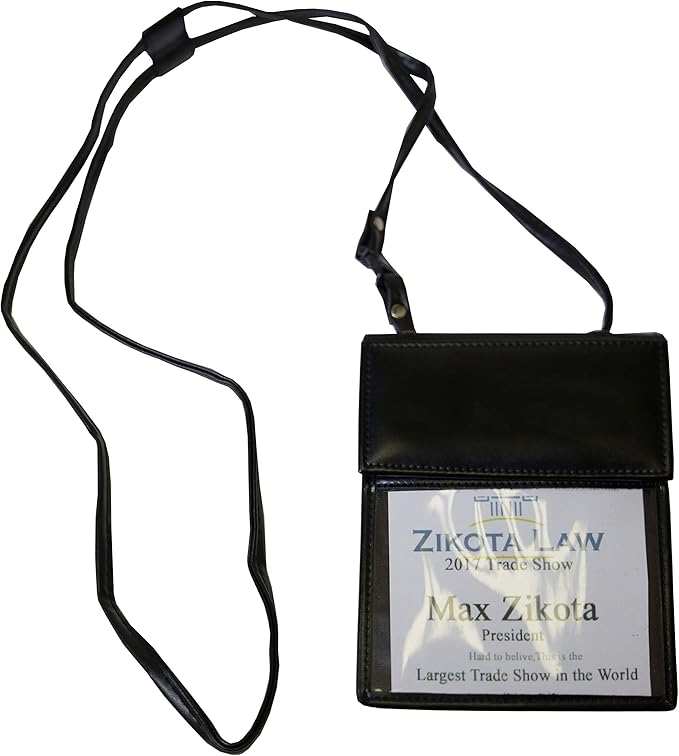 DACASSO Black Bonded Leather Badge Holder - Luxury Leather Badge Holder & Office Accessories