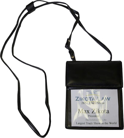DACASSO Black Bonded Leather Badge Holder - Luxury Leather Badge Holder & Office Accessories