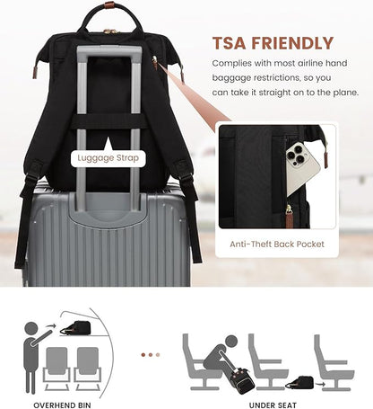 LOVEVOOK Laptop Backpack for Women, 15.6 inch Waterproof Nurse Bag Teacher Work Backpack Purse for Women, Travel Computer Backpack for College Office Business Ladies
