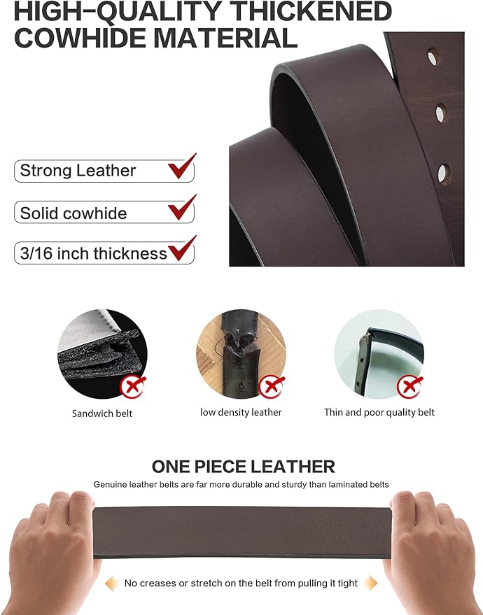 Thicken Full Grain Leather Mens Belt Heavy Duty Mens Work Belt Mens Belt High Hardness Buckle Packed In Gift Box
