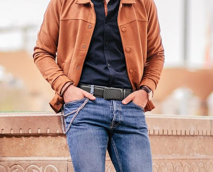 Founders & C Ratchet Belts for Men-Black/Brown Belt Leather 1 3/8" for Casual Dress-Micro Adjustable Belt