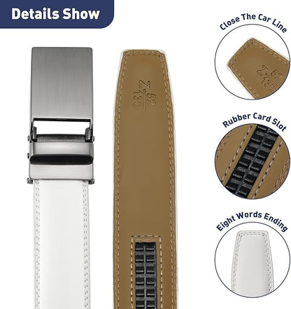 Men's Belt, Leather Ratchet Belt For Men's Dress 3.0cm,1 1/8" Size Adjusted Automatic Buckle