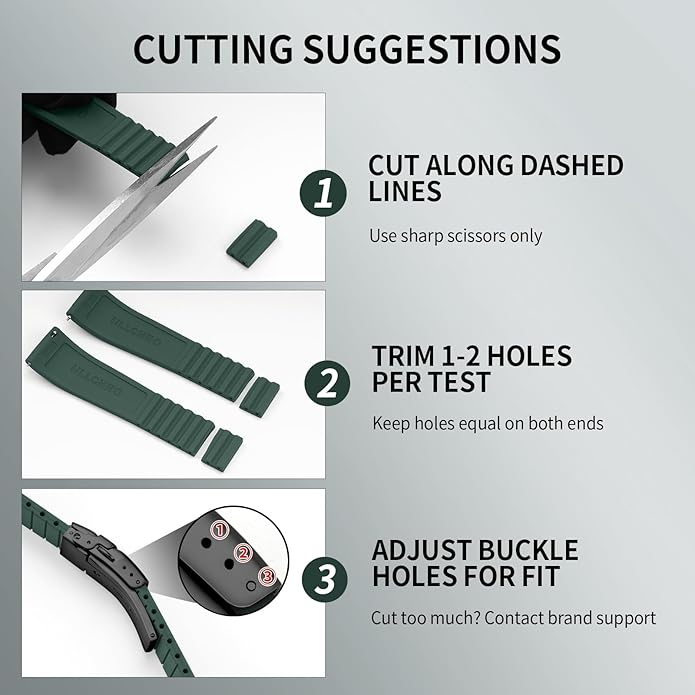 ULLCHRO Silicone Watch Band Quick Release Strap FKM Waterproof Watch Bands for Men 20mm 22mm Replacement Strap Sport Rubber Watchband