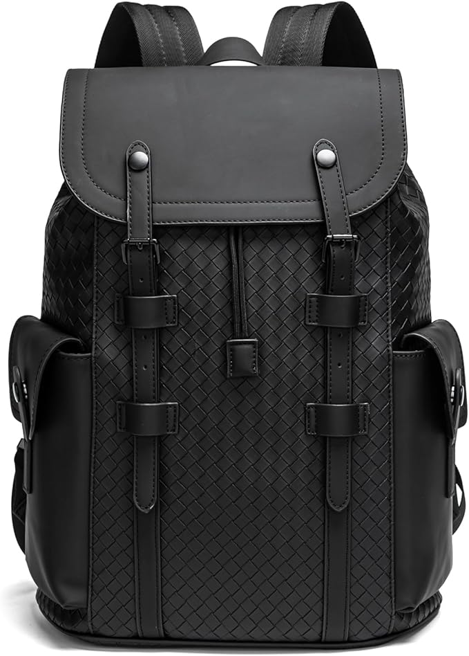 KingTo Laptop Backpack for Men Luxury Anti-Theft Travel Backpack Casual Business Waterproofing Computer Bag (A-woven black-1)