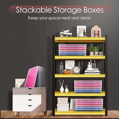 6 Pack Photo Storage Box, Fits 8" x 10" Photo, Large Plastic Scrapbook Paper Storage with Snap-Tight Latch, Photo Organizer for Protecting Photos, Crafts, Scrapbooks, Office Supplies, A4 Files