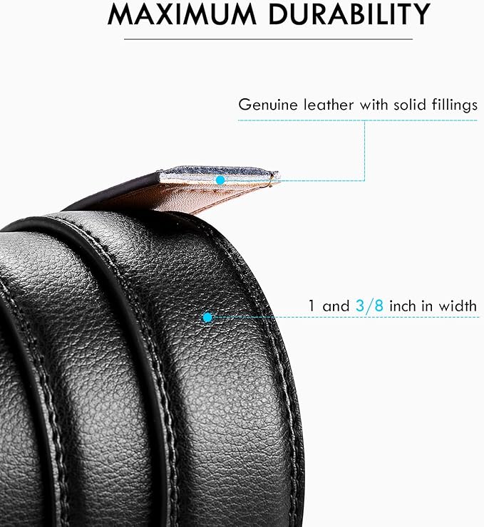 BOSTANTEN Mens Belt Leather Ratchet Belt For Men Dress and Casual with Adjustable Buckle, Trim to Fit