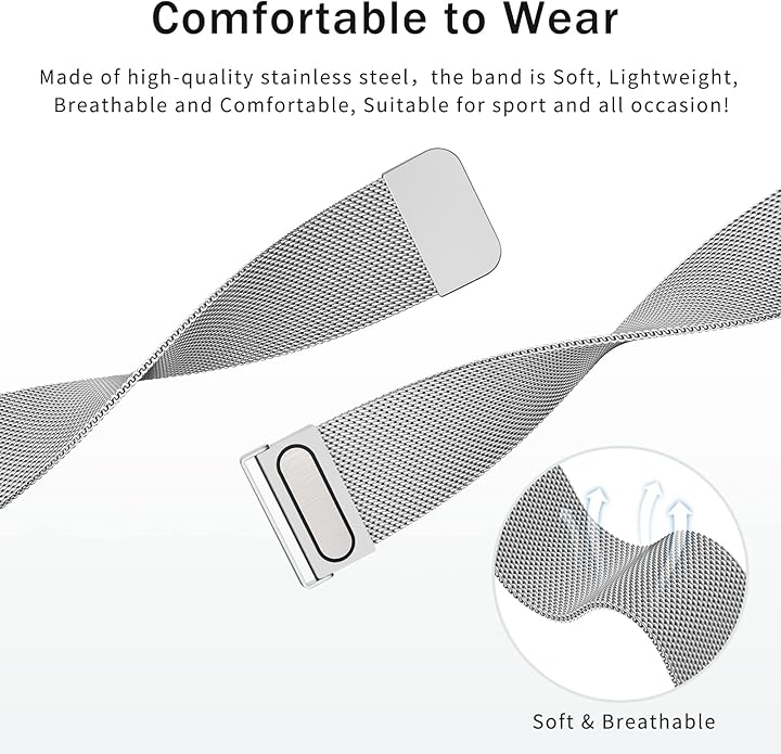 Meliya Metal Watch Bands, 20mm 22mm Quick Release Watch Strap, Stainless Steel Mesh Replacement band for Women Men