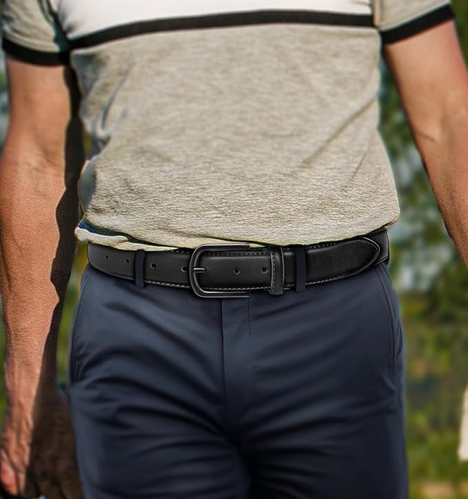 BULLIANT Men Belt-Leather Belt 7 Holes Comfortable for Men Dress Casual Jeans 1 3/8"