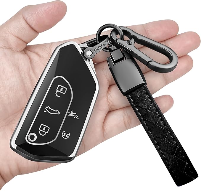 Sindeda for Volkswagen Key Fob Cover with Keychain Soft Full Protection Key Shell Key Case Compatible with VW MK8 Golf/GTI Skoda Octavia (Silver)
