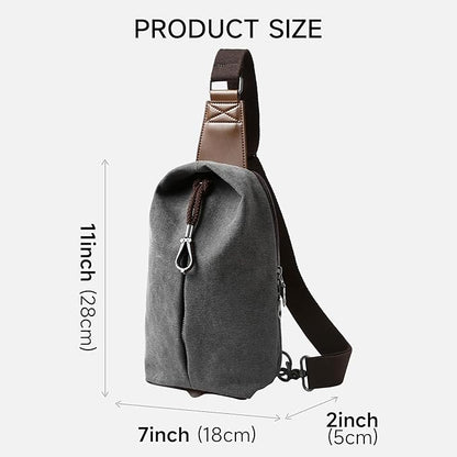 MOYYI Canvas Sling Bag Small Crossbody Bag for Men & Women, 2.5L Mini Casual Daypack Shoulder Bag, 2.5L Capacity (Grey)