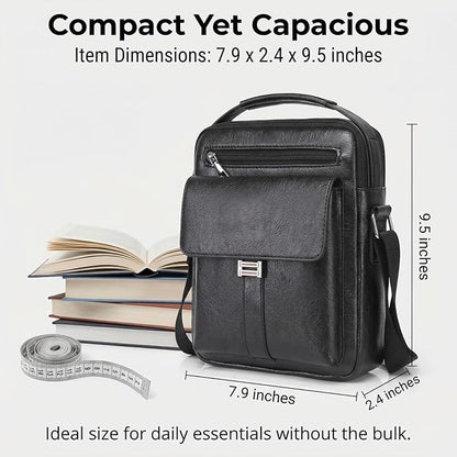 Men's Leather Crossbody Bag, Casual leather Bag for Men, Crossbody Bag Office Business,Handbag Purse Zipper
